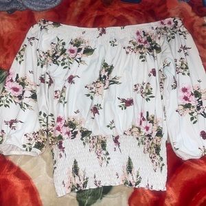 White Floral Blouse! Size Medium! From Rue 21!